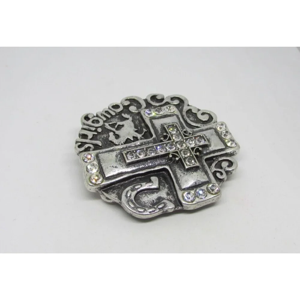 Cowgirls Cross Rhinestone Bucking Bronco Horse Rider Belt Buckle JL Designs